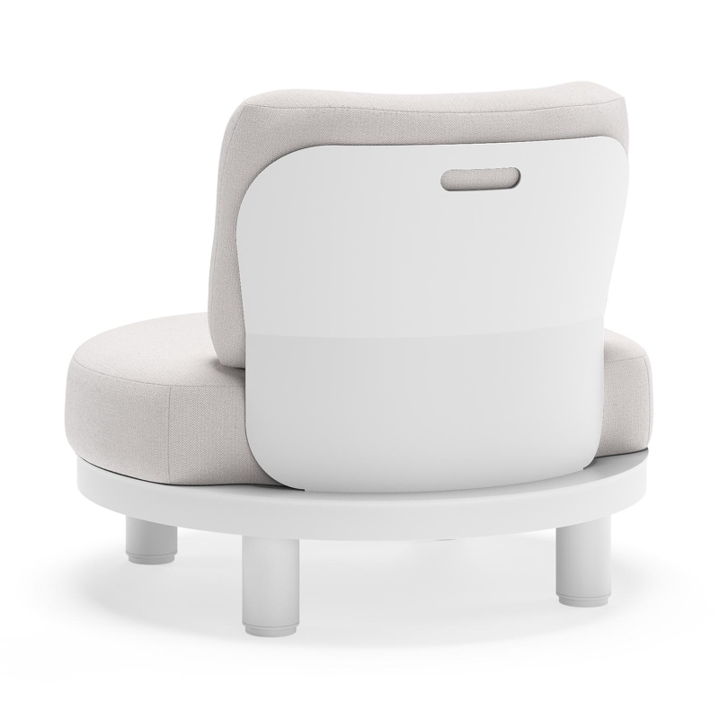 Donato loungestoel in wit aluminium met all weather sunbrella® luxe Savane Whisper kussen