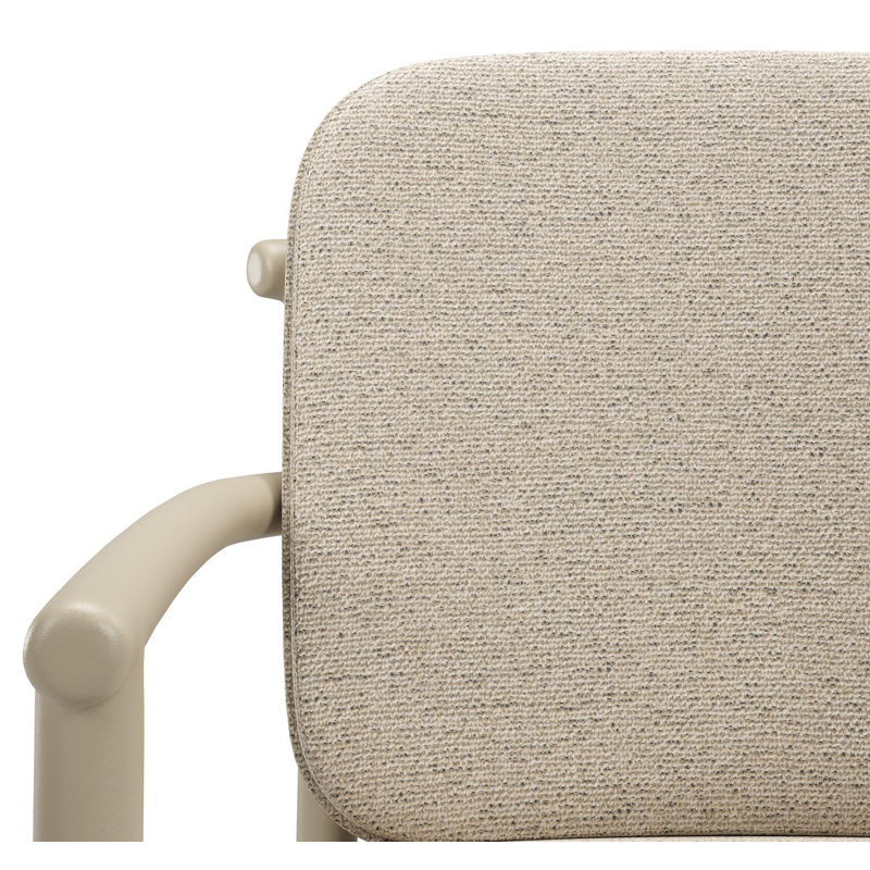 Bono stapelbare tuinstoel in beige aluminium met stoelkussen in All Weather Cosytica Marbella Beige