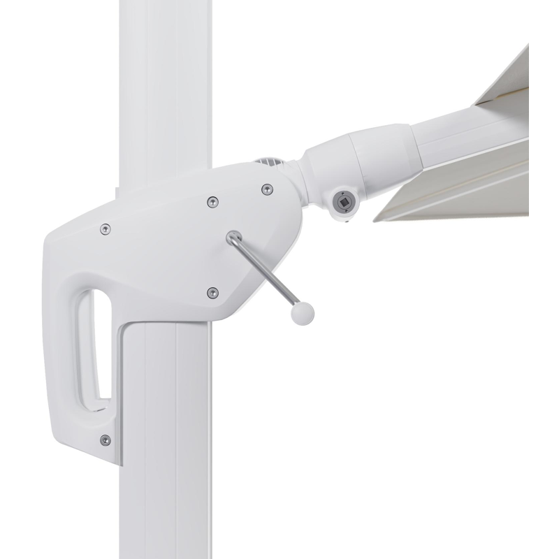 Minore zweefparasol tiltfunctie in wit aluminium en parasoldoek in All Weather Sunbrella® Luxe Natte White - L1 350 x L2: 350 cm (zonder voet) (zonder voet)