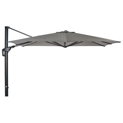 Minore zweefparasol met tiltfunctie in zwart aluminium met chartres drizzle all weather sunbrella® luxe parasoldoek - L1 370 x L2 280 cm (zonder voet)