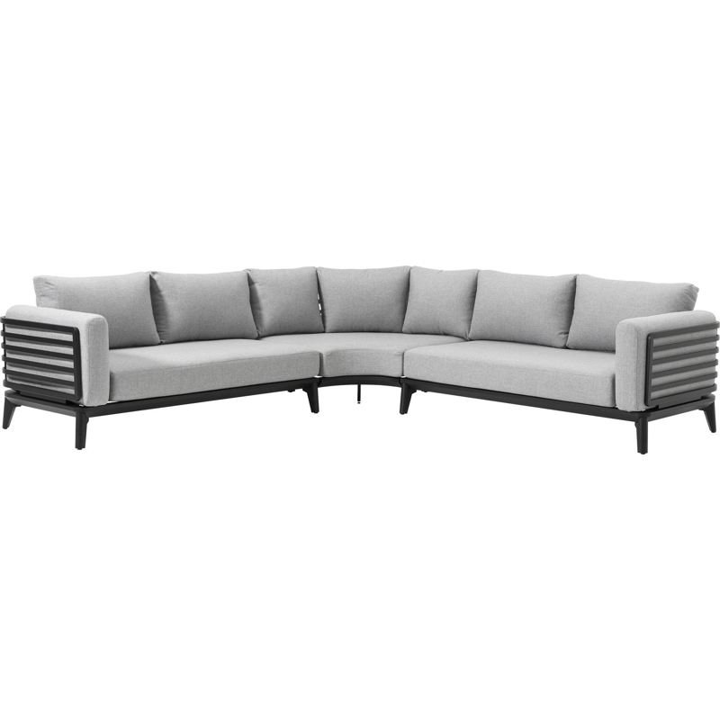 Mosa loungehoek in zwart aluminium met grijs weather+ softtouch kussens
