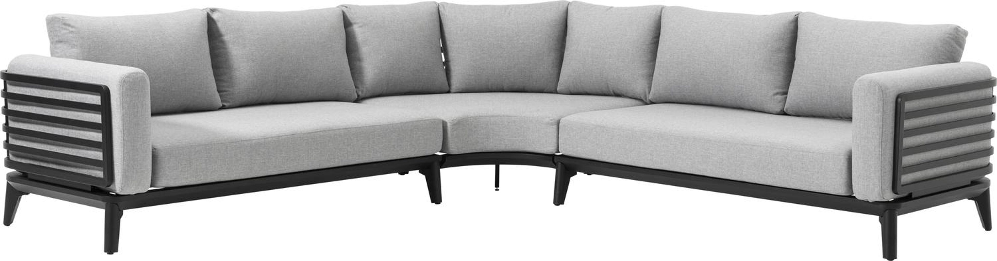 Mosa loungehoek in zwart aluminium met grijs weather+ softtouch kussens
