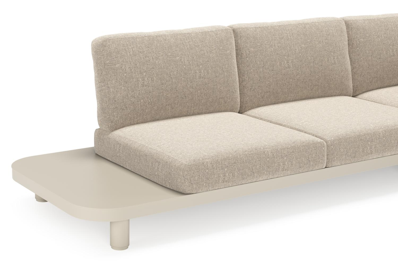 Donato loungehoek in beige aluminium met chartres pewter all weather sunbrella® luxe kussen