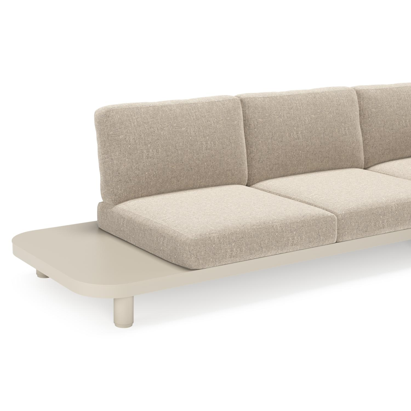 Salon de jardin d'angle Donato en aluminium beige et coussins en all weather sunbrella® luxe chartres pewter