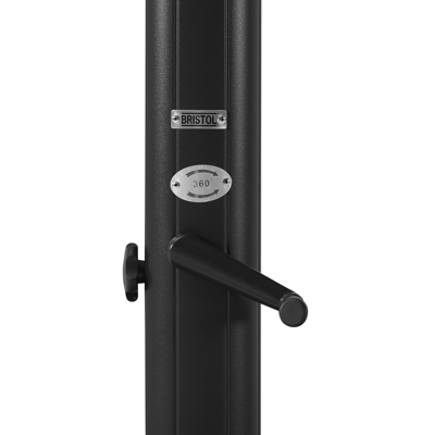 Rufina zweefparasol met tiltfunctie in zwart aluminium met grijs polyester parasoldoek - L1: 250 x L2: 350 cm (met voet)