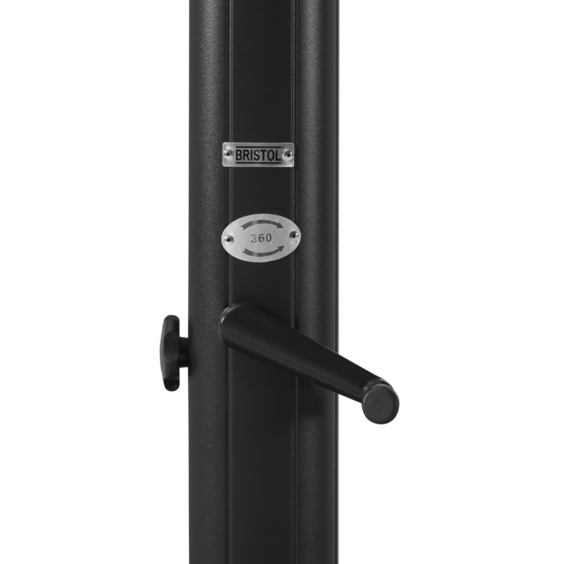 Rufina zweefparasol met tiltfunctie in zwart aluminium met zwart polyester parasoldoek - L1: 300 x L2: 300 cm (met voet)