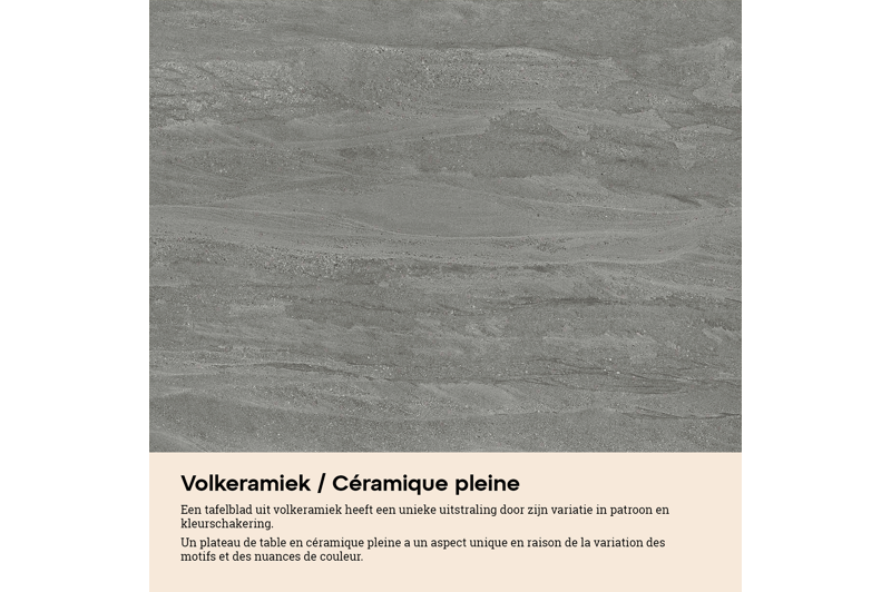 Rondino picknicktafel in zwart aluminium en volkeramiek aspen grey tafelblad - Ø 236 x H 71,5 cm