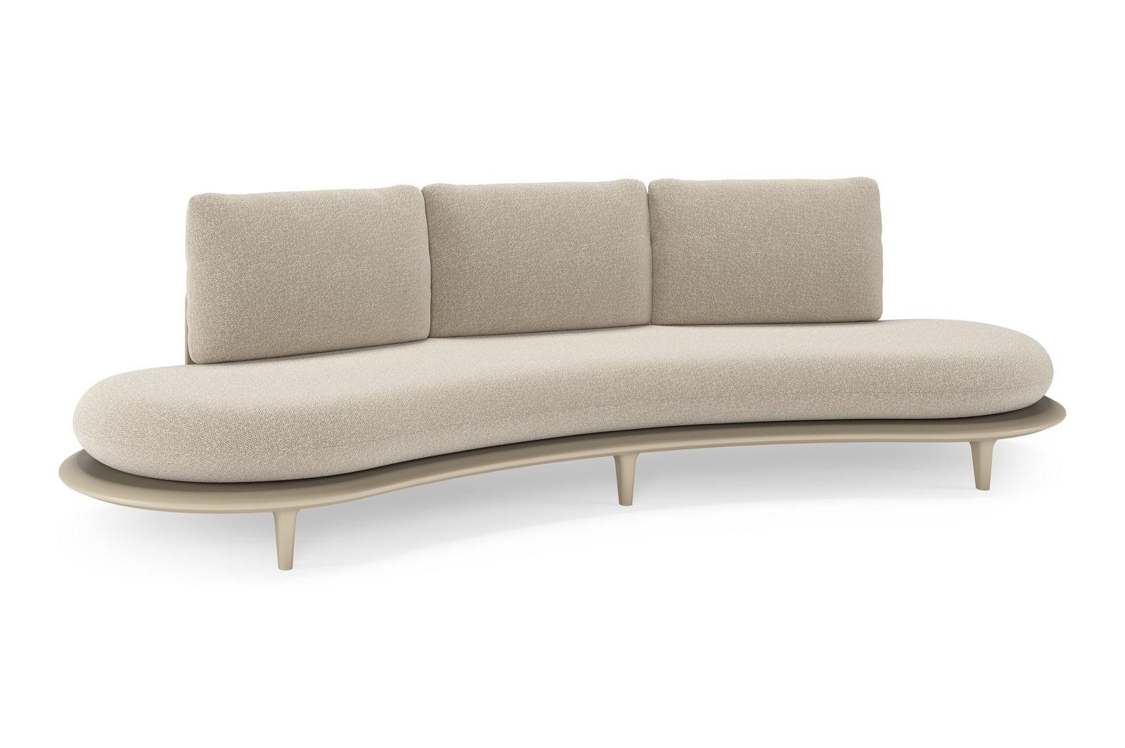 Bomero loungebank in beige aluminium met marbella ecru all weather cosytica kussen