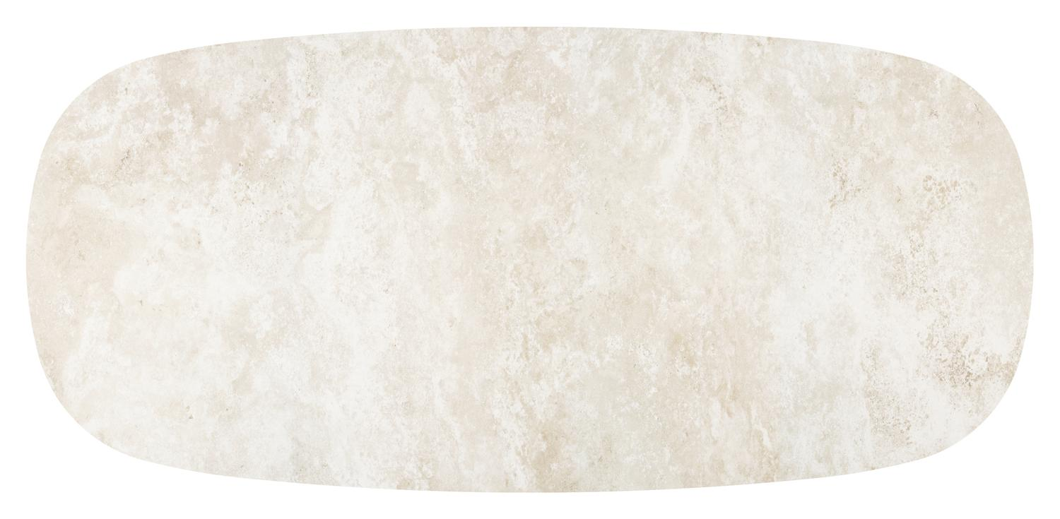 Table de jardin Amico bombo en aluminium blanc et céramique pleine Rapolano - Lg. 270 x Lrg. 125 x Haut. 73.5 cm