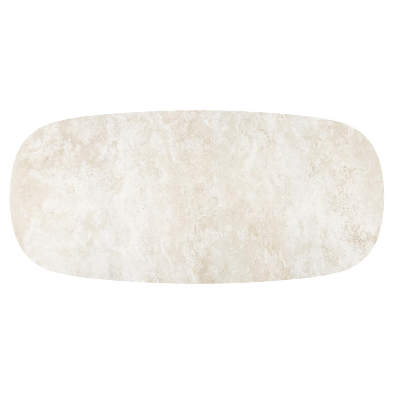 Table de jardin Amico bombo en aluminium blanc et céramique pleine Rapolano - Lg. 270 x Lrg. 125 x Haut. 73.5 cm