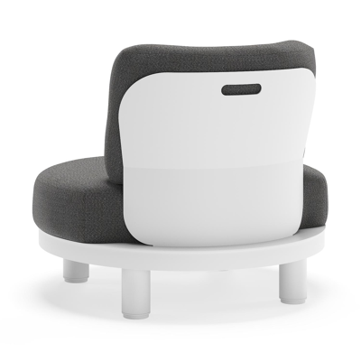 Fauteuil de jardin Donato en aluminium blanc et coussins en all weather sunbrella® luxe Savane Tornado