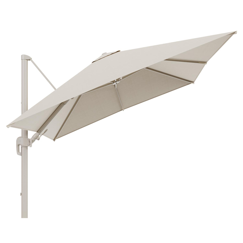 Rufina zweefparasol met tiltfunctie in beige aluminium met beige all weather sunbrella® premium parasoldoek - L1 300 x L2 300 cm (zonder voet)