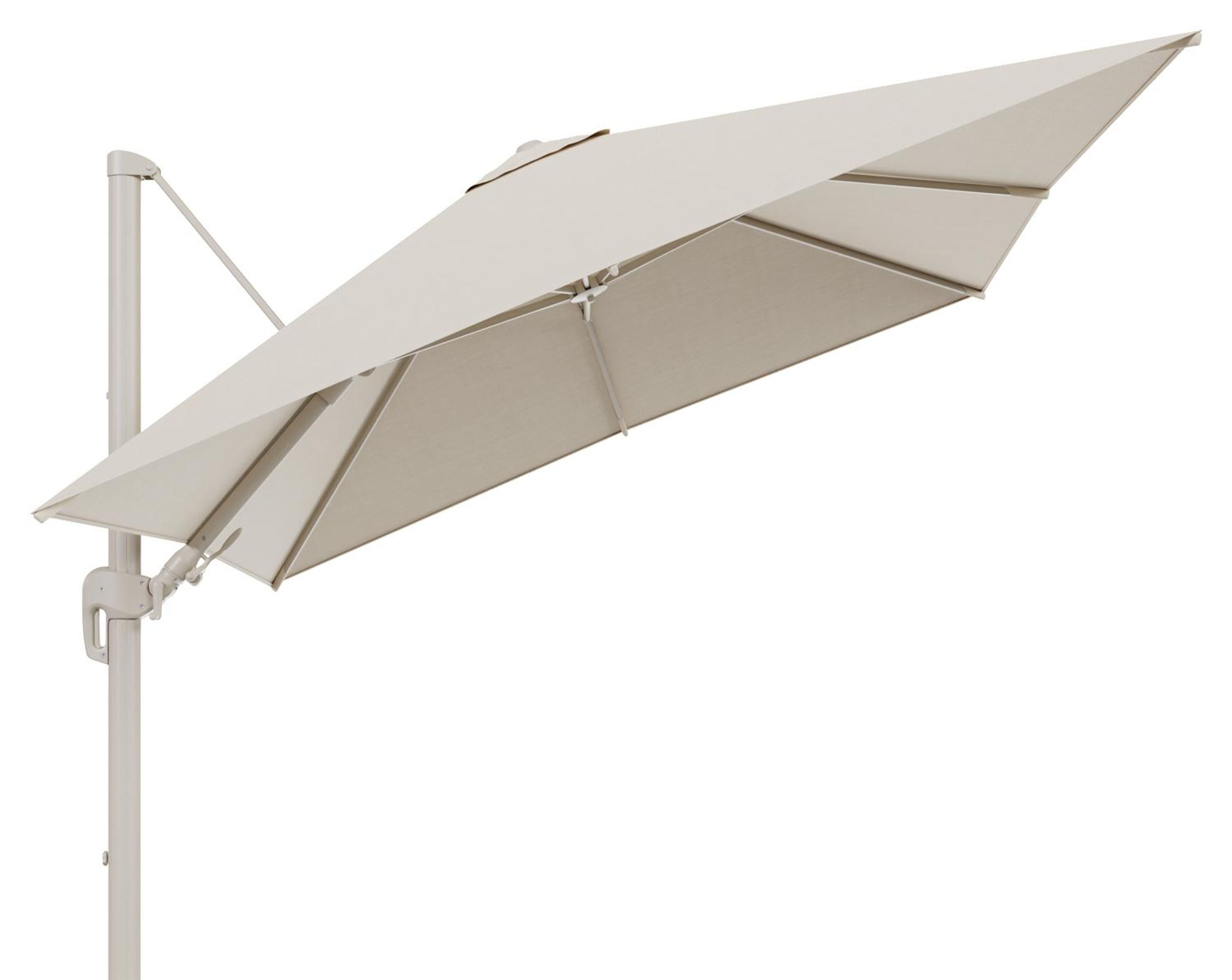 Parasol pedant Rufina avec fonction tilt en aluminium beige avec toile de parasol en all weather sunbrella® premium beige - Lg.1 300 x Lg.2 300 cm (sans pied de parasol)