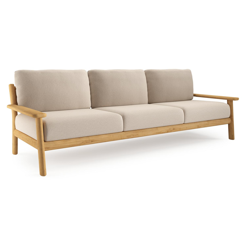 Amaro loungebank in teak met heritage ash all weather sunbrella® luxe kussen