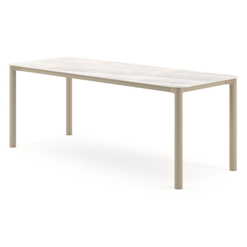Orso tuintafel rechthoekig afgerond in beige aluminium en volkeramiek Taj Mahal - L 200 x B 80 x H 74.5 cm