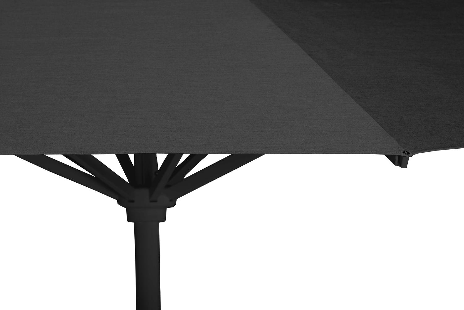 Solino staanparasol in zwart aluminium met zwart all weather sunbrella® premium parasoldoek - Dia. 400 cm (met voet)