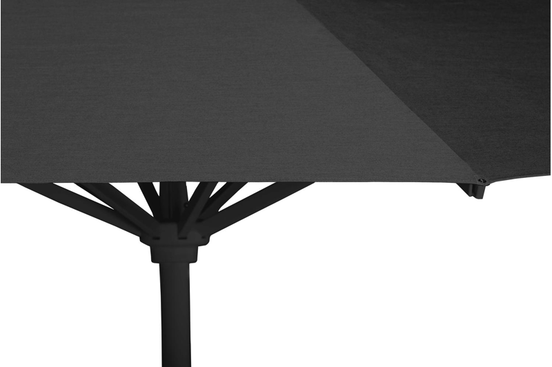 Solino staanparasol in zwart aluminium met zwart all weather sunbrella® premium parasoldoek - Dia. 400 cm (met voet)