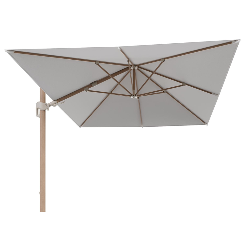 Rufina zweefparasol tiltfunctie in houtlook aluminium en parasoldoek in All Weather Solica Soul Optik  - L1 400 x L2 300 cm (zonder voet) (zonder voet)