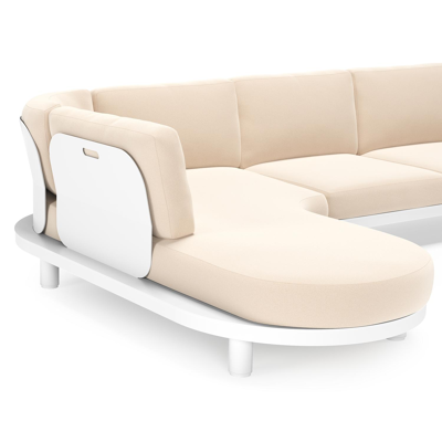 Donato loungehoek in wit aluminium met all weather sunbrella® luxe Natte Linen Chalk kussen