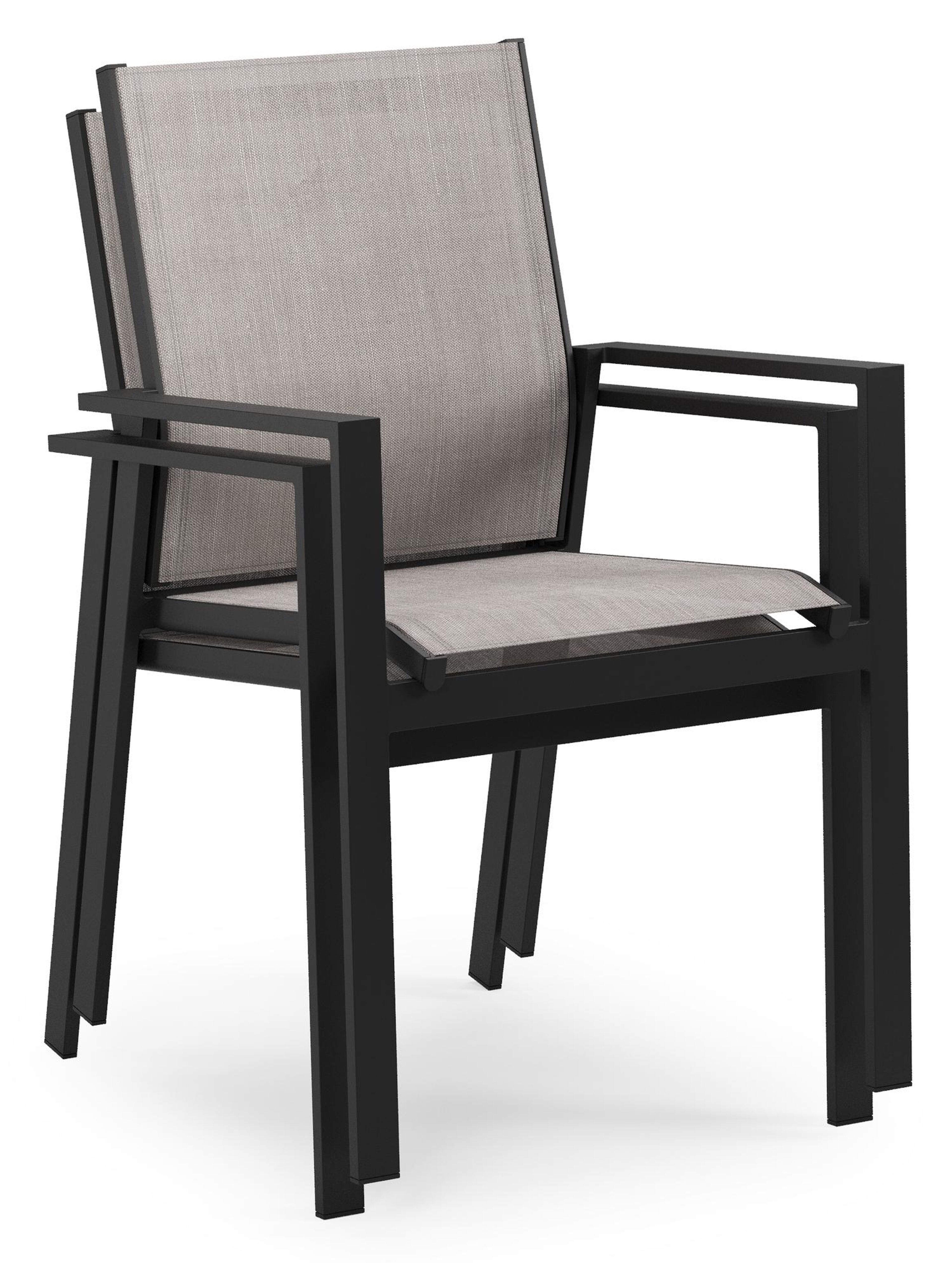 Ensemble de jardin Bahia en aluminium noir et aluminium noir avec 6 chaises de jardin empilable Bahia