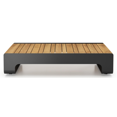 Atessa loungetafel in zwart aluminium en naturel teak - L 117,5 x B 70 x H 30 cm