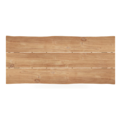Pagino tuintafel boomstam in wit aluminium en teak - L 240 x B 110 x H 73,5 cm