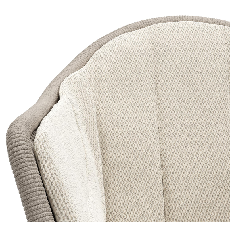 Pagino tuinstoel in wit aluminium en beige ronde wicker met kussen in lopi marble all weather sunbrella® luxe