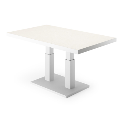 Veneto loungetafel in wit aluminium en sintered stone crema minerale - L 140 x B 85 x H 49/72 cm