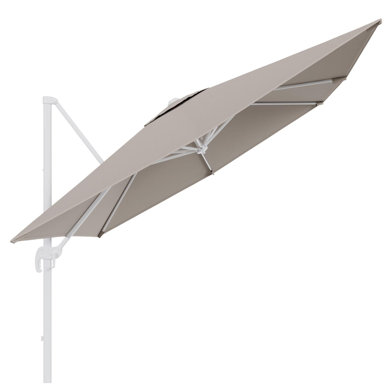 Calpe zweefparasol in wit aluminium met beige weather+ softtouch parasoldoek - L1 270 x L2 270 cm (zonder voet)