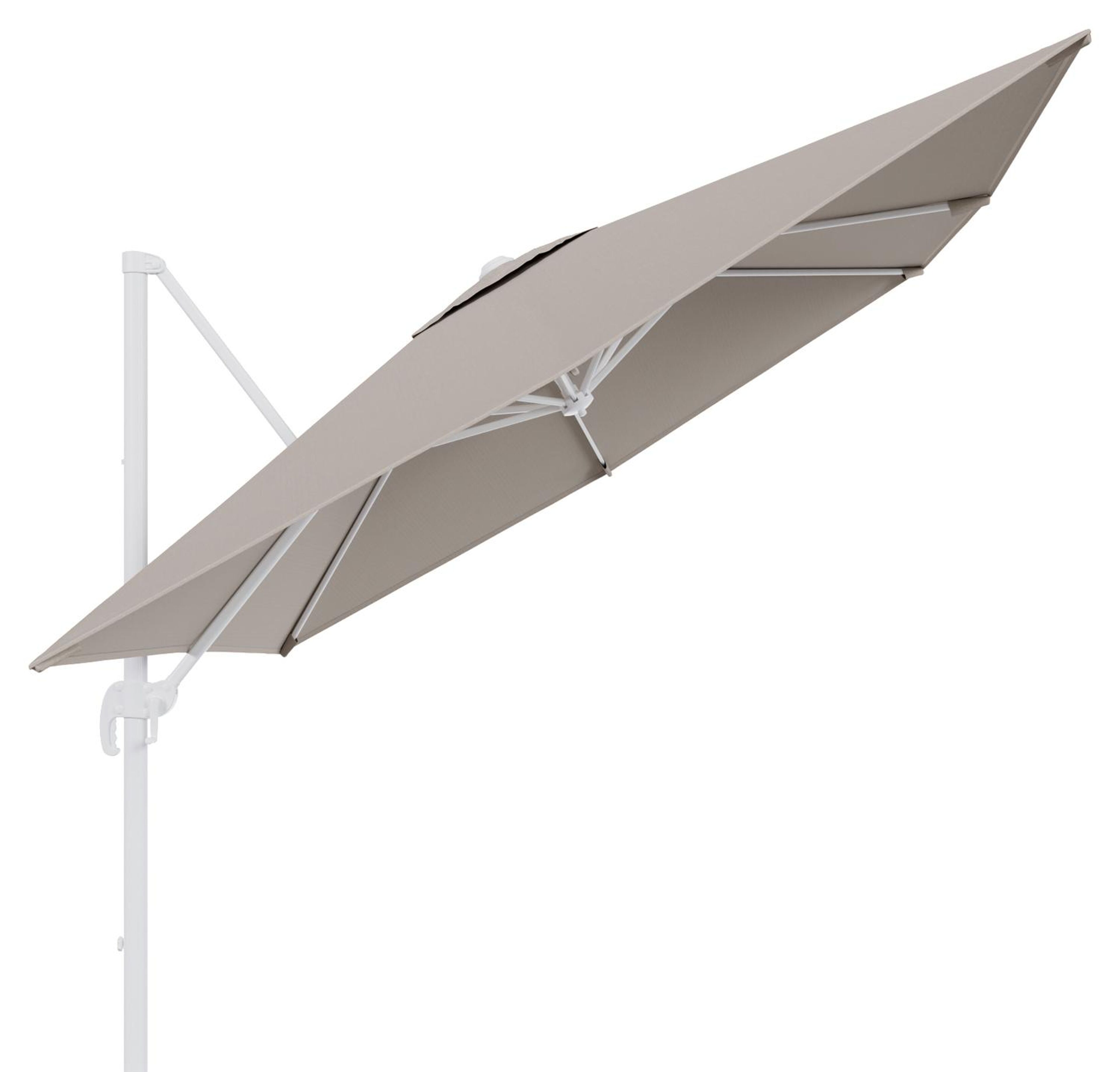 Calpe zweefparasol in wit aluminium met beige weather+ softtouch parasoldoek - L1 270 x L2 270 cm (zonder voet)