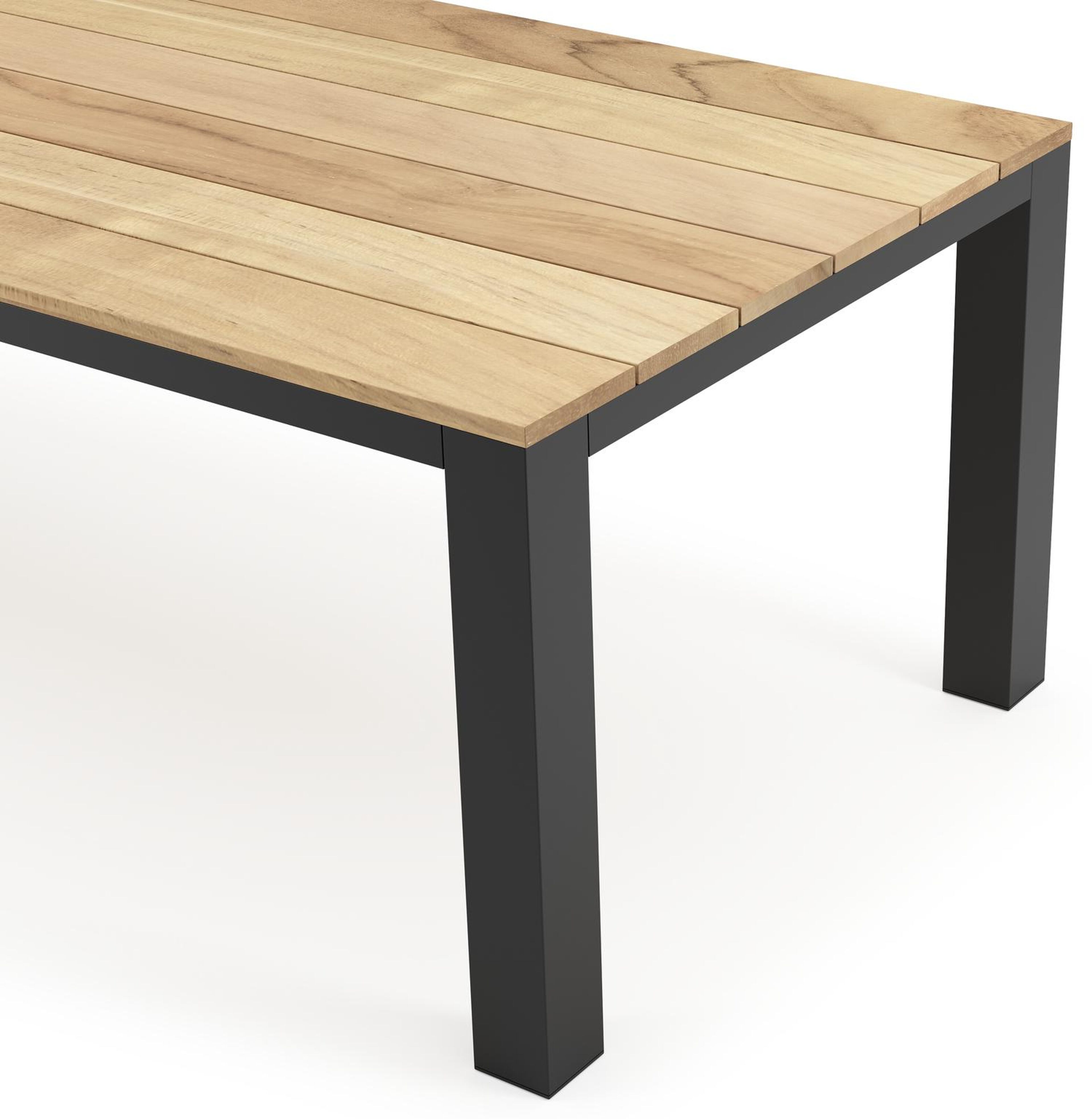Nano tuintafel rechthoekig in zwart aluminium en teak - L 280 x B 110 x H 75 cm