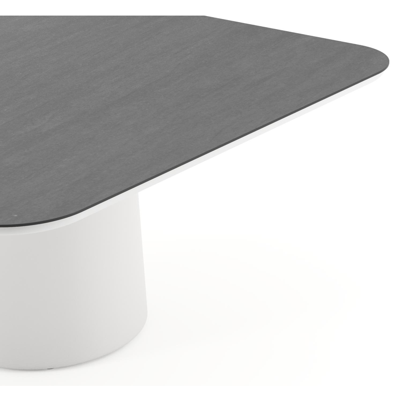 Amico tuintafel afgerond vierkant in wit aluminium en volkeramiek Basalt Black - L 148 x B 148 x H 73.5 cm