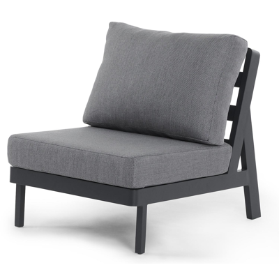 Aurano loungezetel tussenstuk in zwart aluminium met grijs weather+ softtouch kussen