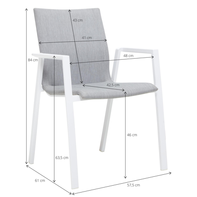 Trente tuinset in wit aluminium en teak naturel tafelblad met 10 stapelbare Madura tuinstoelen