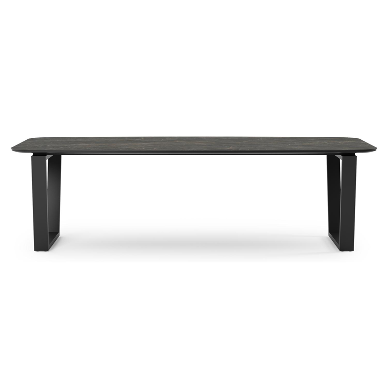 Table de jardin Pagino en aluminium noir et céramique pleine black obsession - Lg 255 x Larg. 115 x H 74 cm