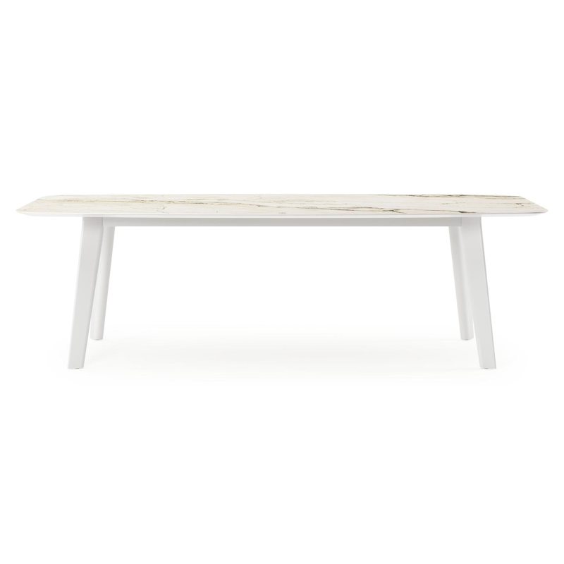 Lacrima tuintafel bootvorm in wit aluminium en volkeramiek colorado dunes - L 255 x B 115 x H 73 cm