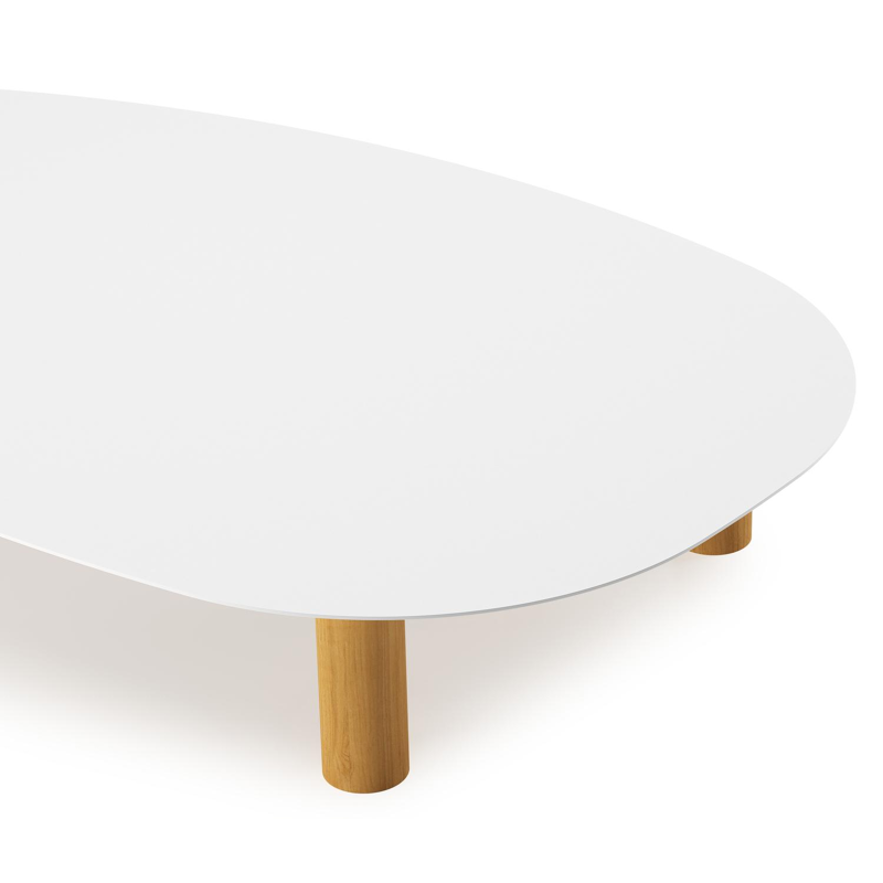 Donato - Organo loungetafel organisch in teak en volkeramiek Arctic White - L 151 x B 90 x H 25 cm