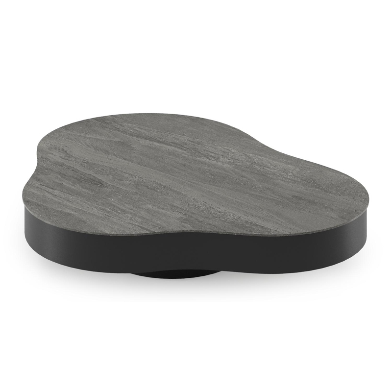 Lomano loungetafel cloud in zwart aluminium en volkeramiek Aspen Grey - L 131 x B 108 x H 25 cm