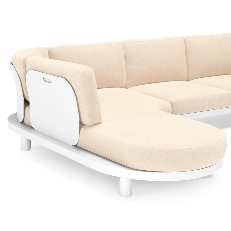 Donato loungehoek in wit aluminium met all weather sunbrella® luxe Heritage Papyrus kussen