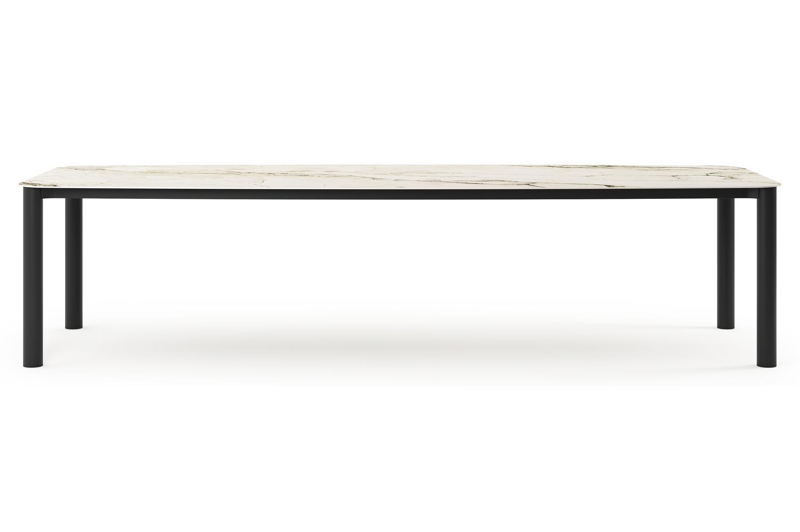 Orso tuintafel bootvorm in zwart aluminium en volkeramiek colorado dunes - L 315 x B 115 x H 75 cm