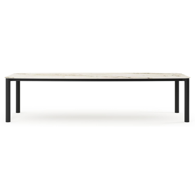 Orso tuintafel bootvorm in zwart aluminium en volkeramiek colorado dunes - L 315 x B 115 x H 75 cm