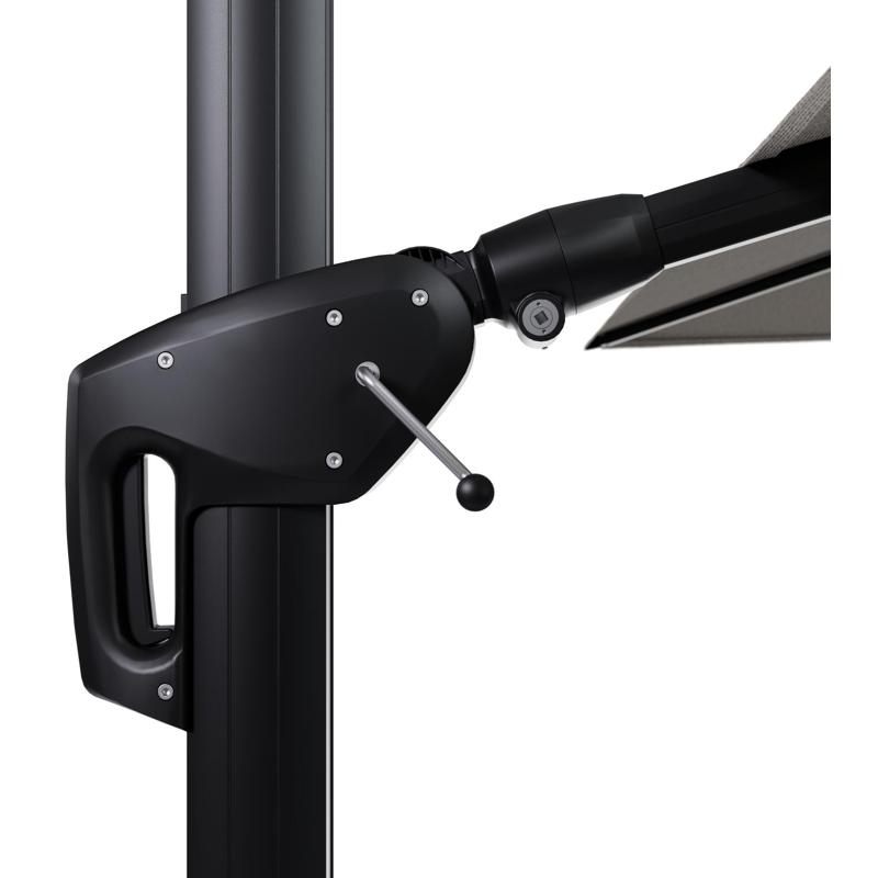 Parasol pendant Minore avec fonction tilt en aluminium noir et toile de parasol en All Weather Solica Firenze Sand  - Lg.1: 350 x Lg.2: 350 cm (sans pied de parasol