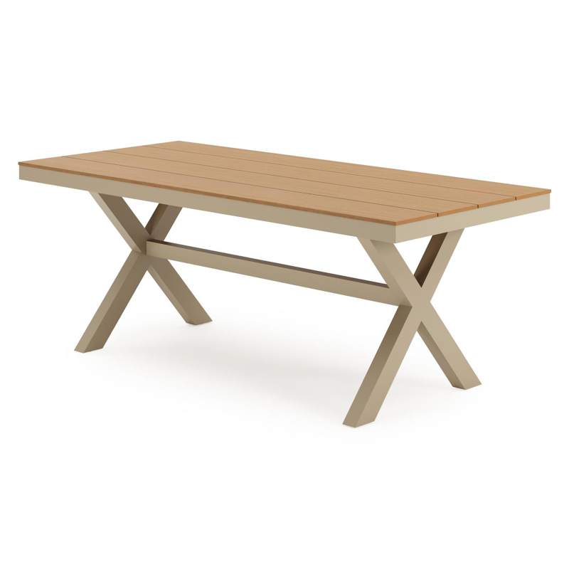 Bahia tuinset in beige aluminium en polywood met 8 stapelbare Bahia tuinstoelen