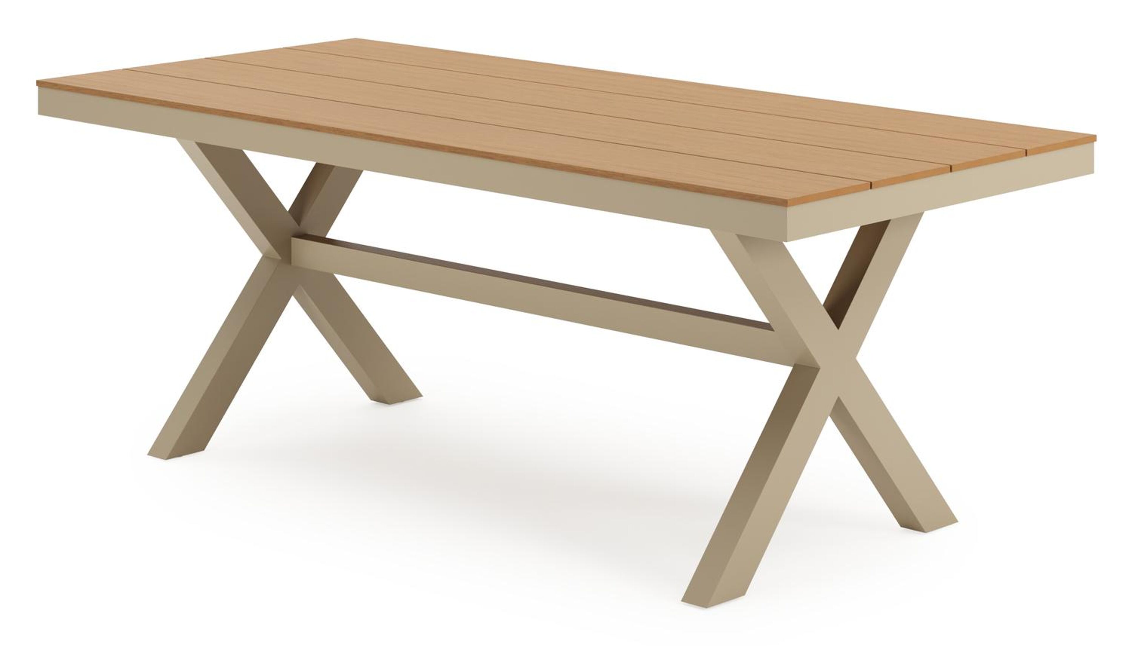 Bahia tuinset in beige aluminium en polywood met 8 stapelbare Bahia tuinstoelen