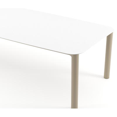 Orso tuintafel bootvorm in beige aluminium en volkeramiek Arctic White - L 315 x B 115 x H 74.5 cm