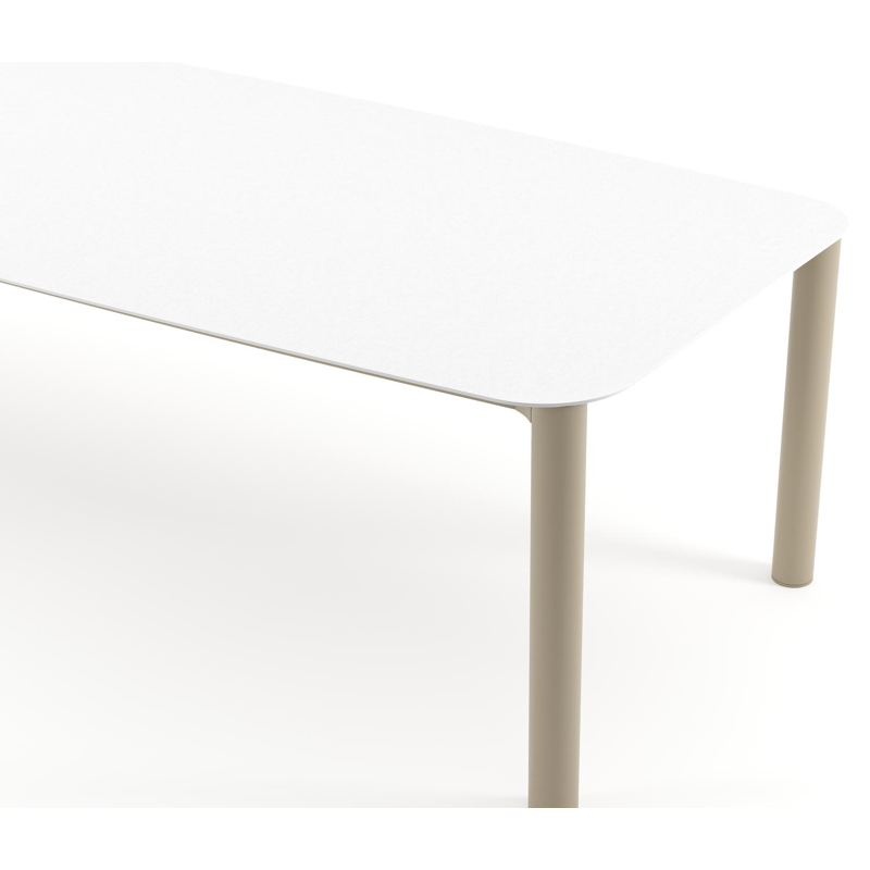 Orso tuintafel bootvorm in beige aluminium en volkeramiek Arctic White - L 315 x B 115 x H 74.5 cm