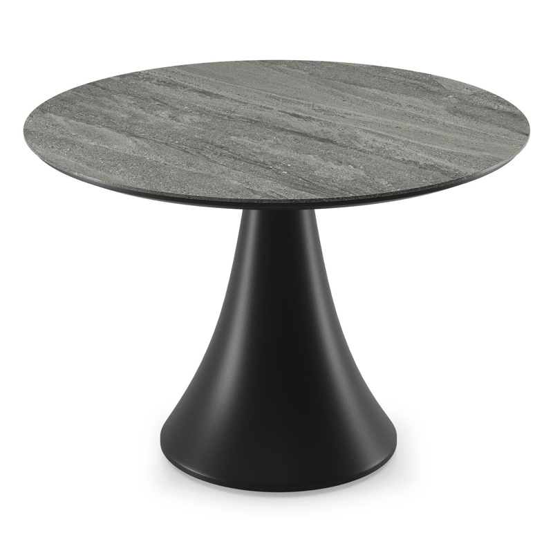 Fano low dining loungetafel in zwart aluminium en volkeramiek aspen grey - Dia. 85 x H 55 cm