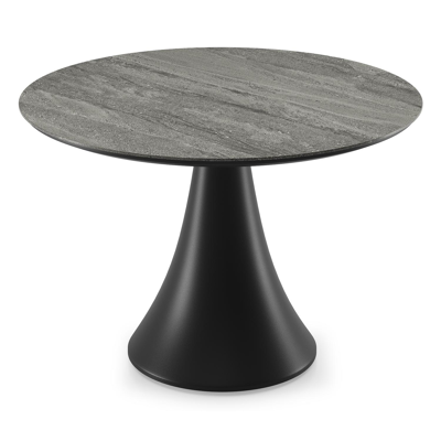 Fano low dining loungetafel in zwart aluminium en volkeramiek aspen grey - Dia. 85 x H 55 cm