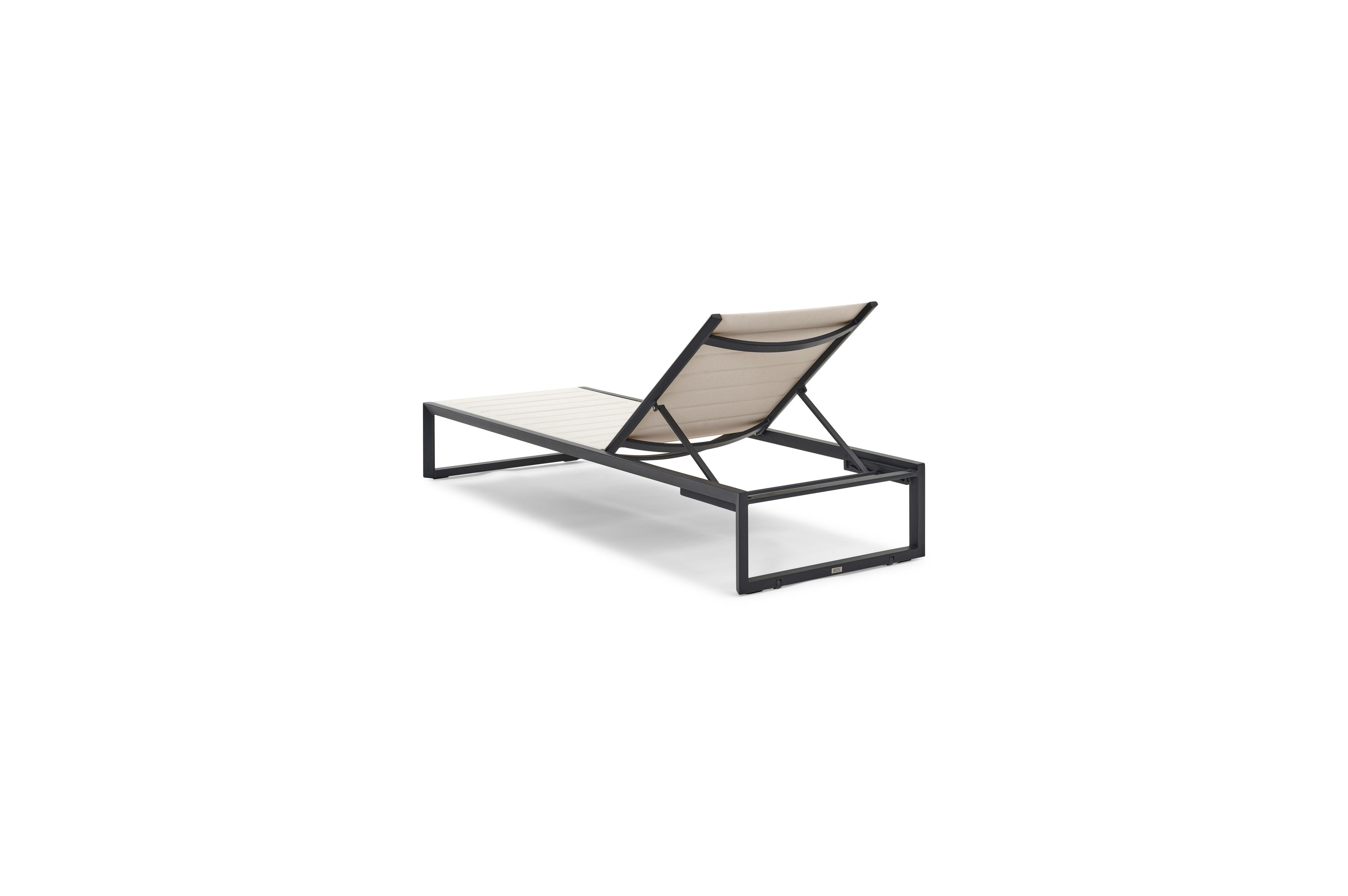 Cirello verstelbaar ligbed in zwart aluminium en beige comfort textilene