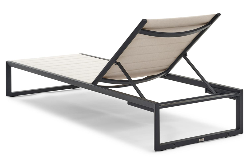 Cirello verstelbaar ligbed in zwart aluminium en beige comfort textilene